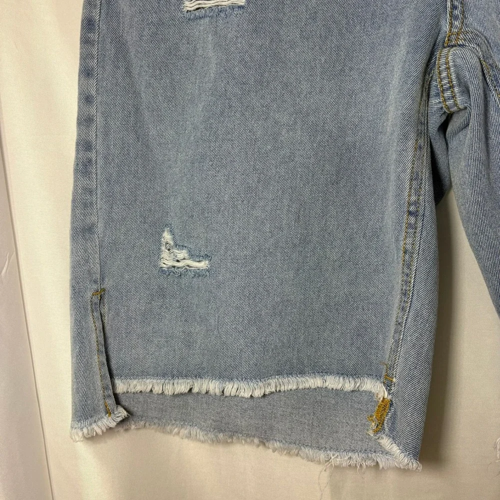 Future Collective Alani Noelle Distressed Denim Bermuda Shorts Light‎ Wash 10